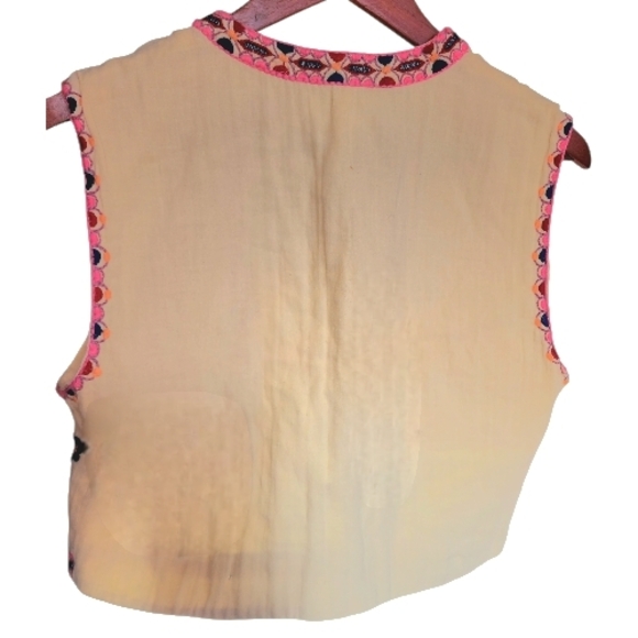Zara Floral Embroidered Vest - Cream and Pink - Picture 6 of 7